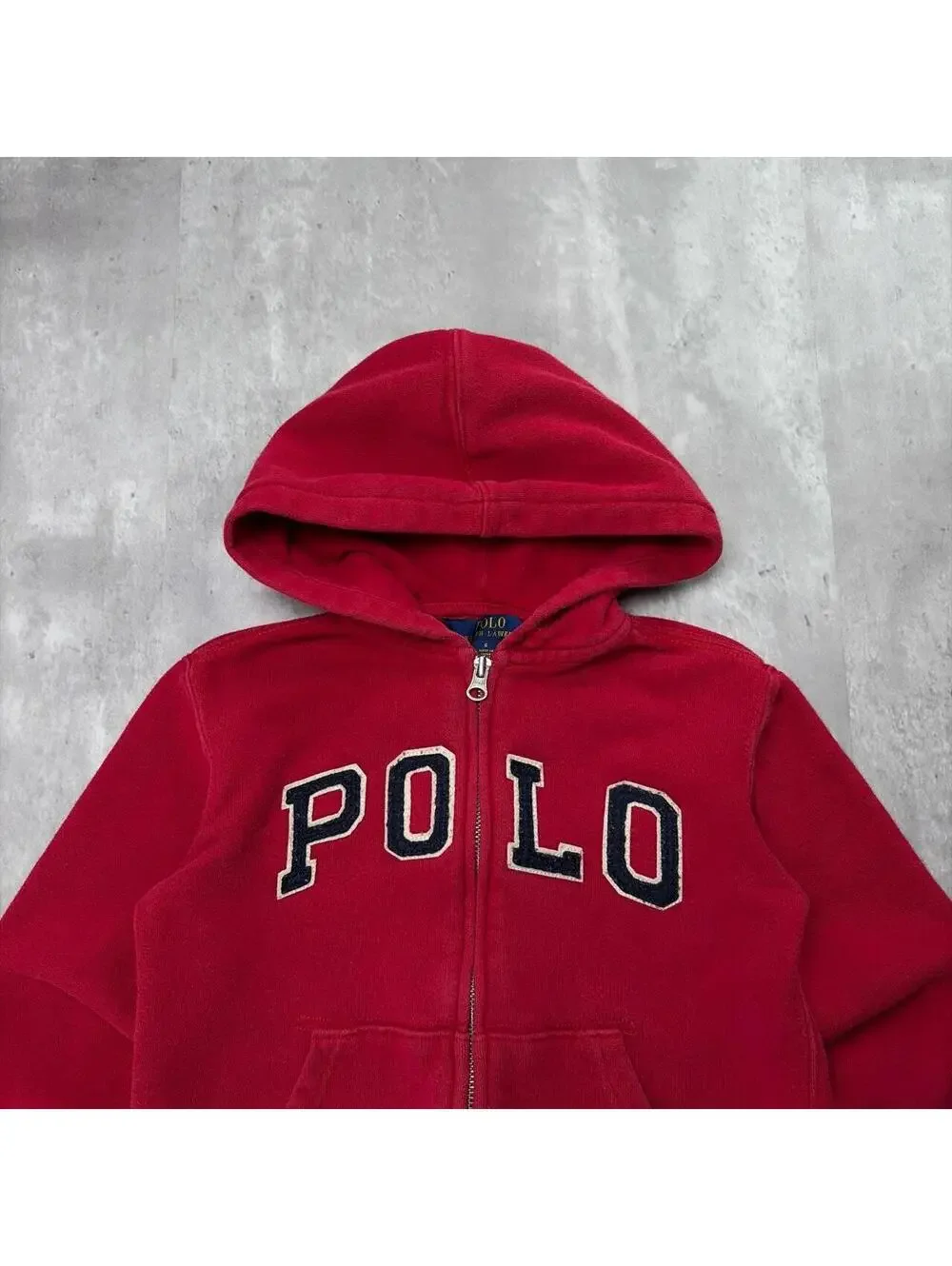 Y2K Red Polo Ralph Lauren Polo Spellout Grunge Zip Up Hoodie